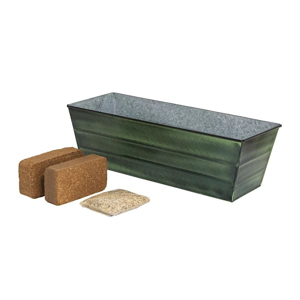 Achla Designs 24 in. W Medium Green Patina Finish Galvanized Steel Indoor Oudoor Bloom Box Garden Growing Kit