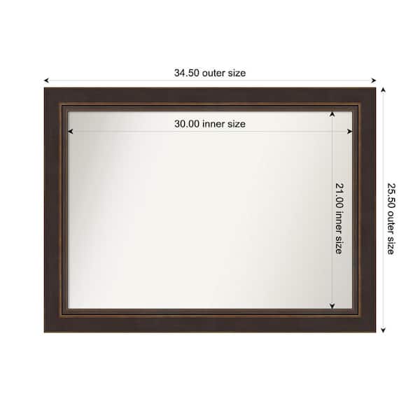 Amanti Art Lara Bronze 34.5 in. W x 25.5 in. H Custom Non-Beveled Wood Framed Bathroom Vanity Wall Mirror