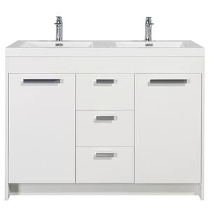 Lugano 48 in. W x 19.5 in. D x 36 in. H Double Bath Vanity in White with White Acrylic Top with White Integrated Sinks