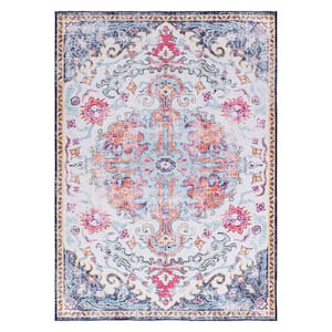 Multi 3 ft. 3 in. x 5 ft. Distressed Bohemian Machine Washable Area Rug