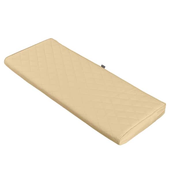 Classic Accessories Montlake FadeSafe 48 in. W x 18 in. D x 3 in. Thick Chamomile Rectangular Outdoor Quilted Bench Cushion