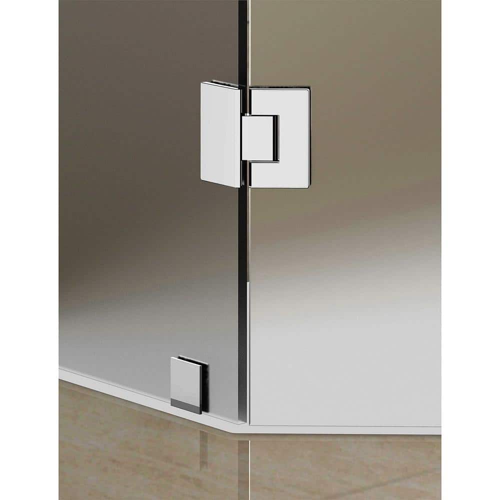 Chrome Frosted Glass Frameless Neo Angle Shower Enclosure