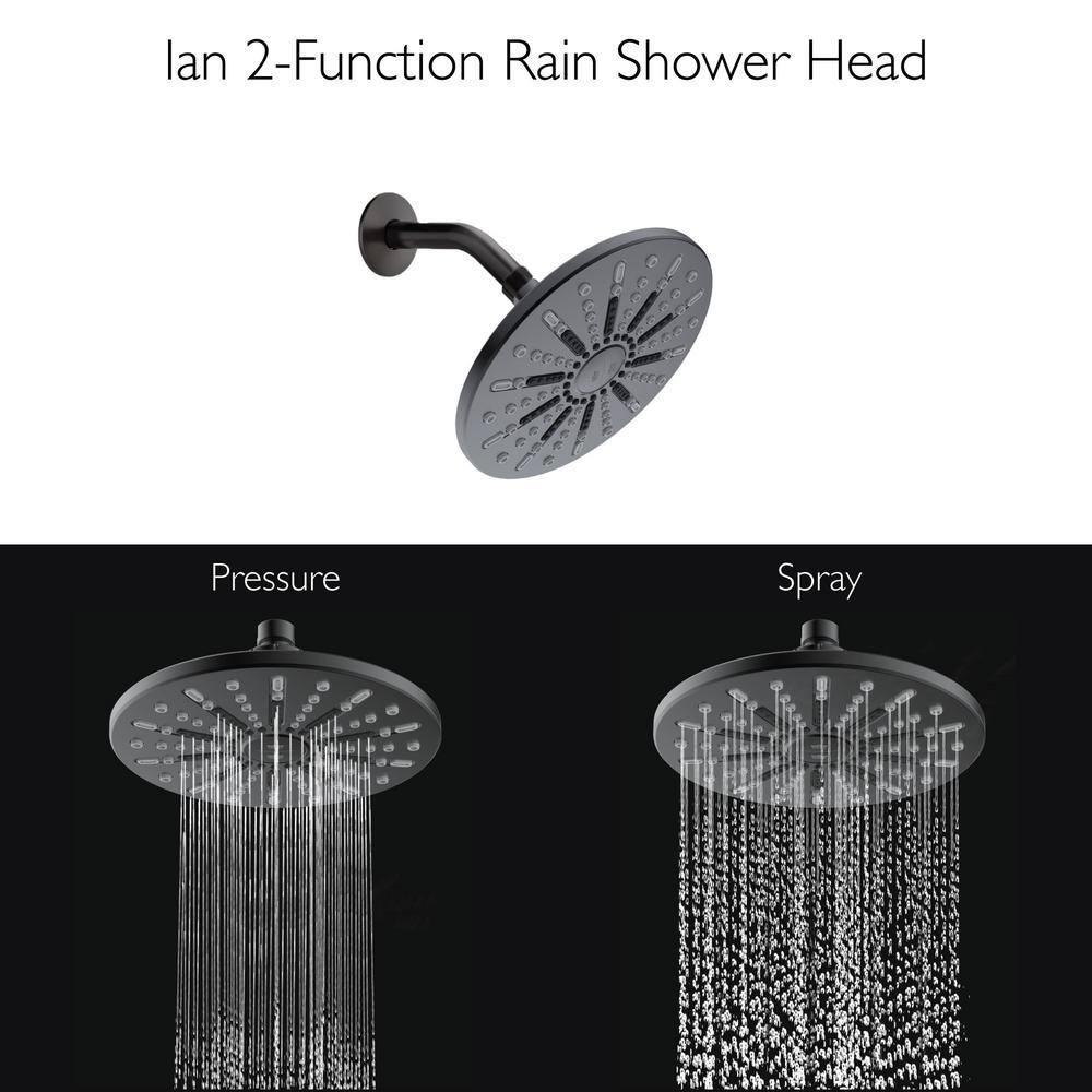 Matte Black 8-Inch Round Wall Mounted Rain Shower Head