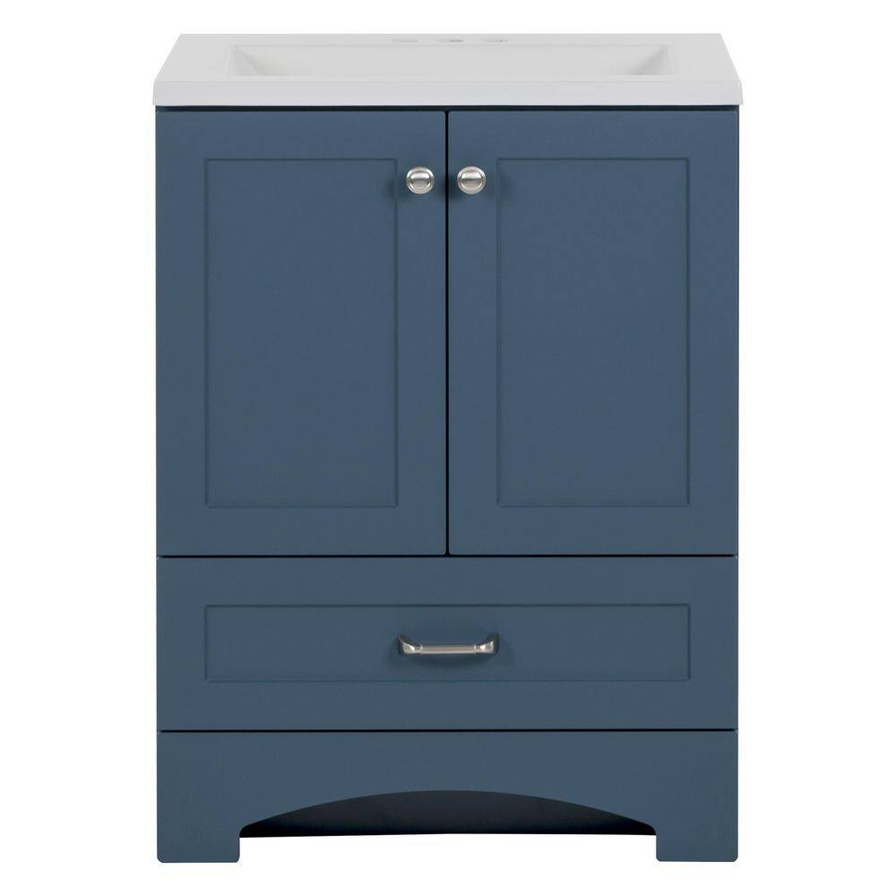 Glacier Bay Lancaster 24 in. W x 19 in. D x 33 in. H Single Sink Bath Vanity in Admiral Blue with White Cultured Marble Top -  B24X20313