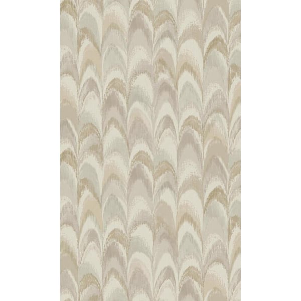 Walls Republic Beige & Cream Peacock Feather Inspired Geometric Wallpaper Non-Woven Material Non-Pasted Covered 57 sq. ft. Double Roll
