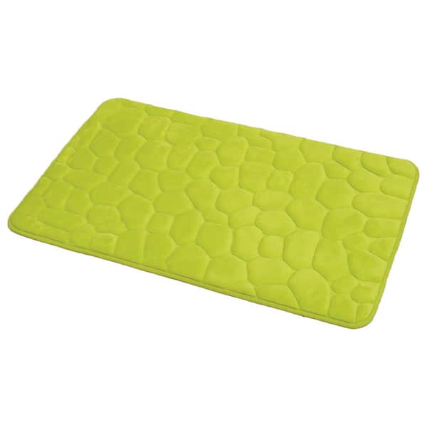 EVIDECO French home goods 3D Cobble Lime Green 20 in. x 32 in. Stone Shaped Memory Foam Microfiber Bath Mat