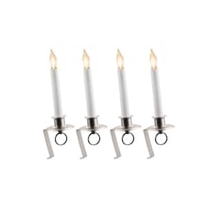 12 in. Electric Christmas window candles with silver finish bracket w/sensor (set of 4)