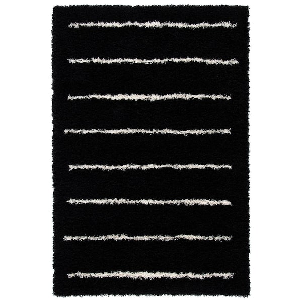 Venus 5 ft. x 8 ft. Black/Ivory Striped Area Rug
