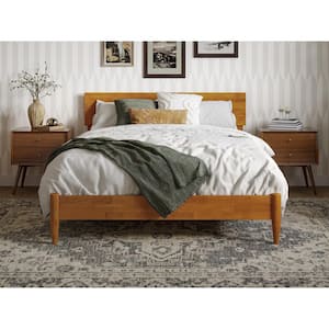 Aria Light Toffee Natural Bronze Solid Wood Frame Full Modern Low Profile Platform Bed