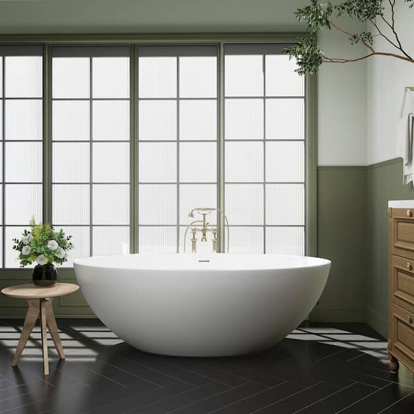 Altair Casciaro 67 in. x 39 in. Soaking Bathtub with Center Drain in Matte White