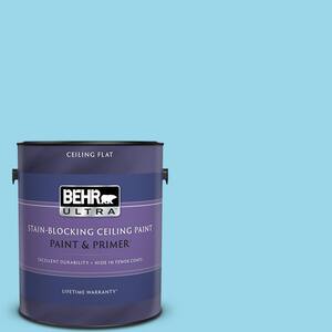 1 gal. #P490-2 Blue Sarong Ceiling Flat Interior Paint and Primer