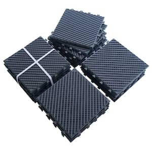 12.25 in. x 12.25 in. Outdoor Square Composite Interlocking Flooring Deck Tiles in Dark Gray (Pack of 27 Tiles)