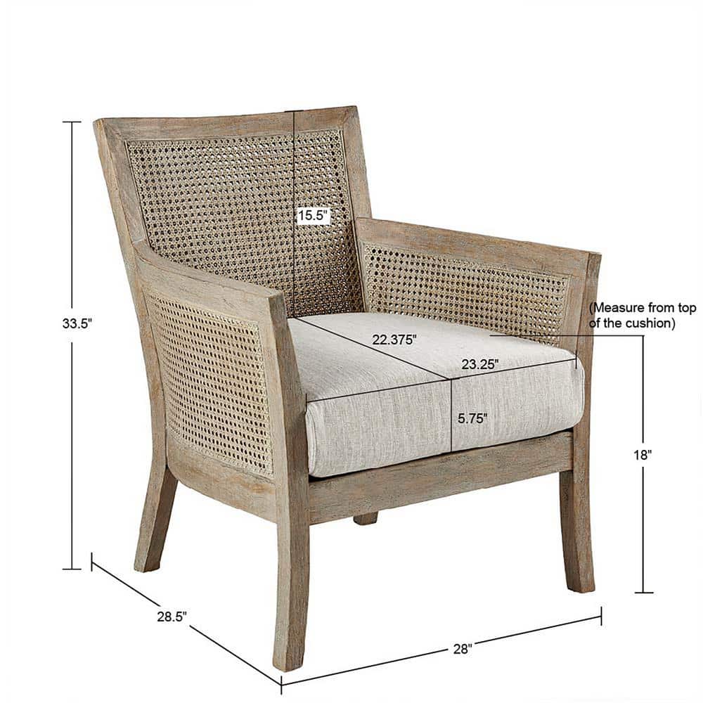 Cream and Reclaimed Natural Wood Accent Chair with Cane Back