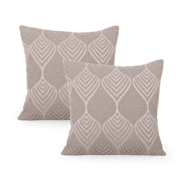 Noble House Arbuton Light Brown 18 in. x 18 in. Throw Pillow (Set of 2)