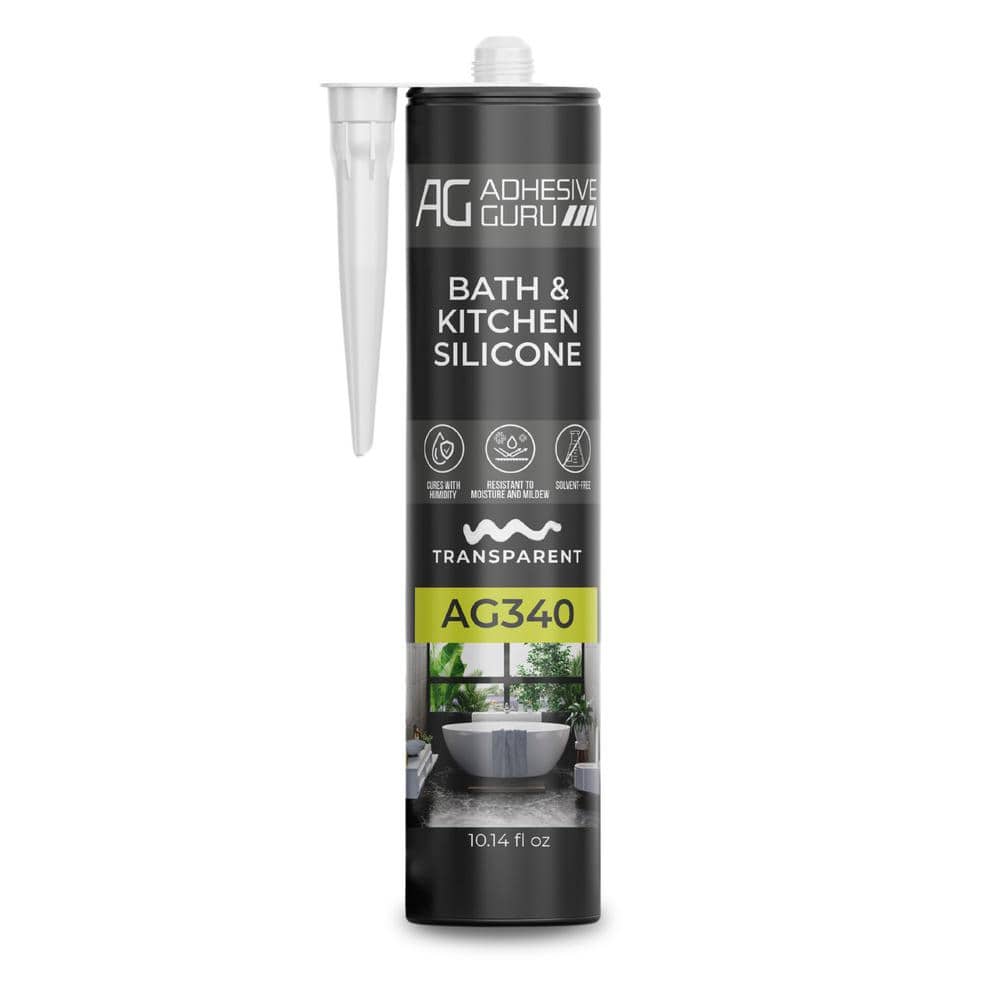 AG340 Bath and Kitchen 100% Silicone Sealant (10.14 oz.), Transparent Clear