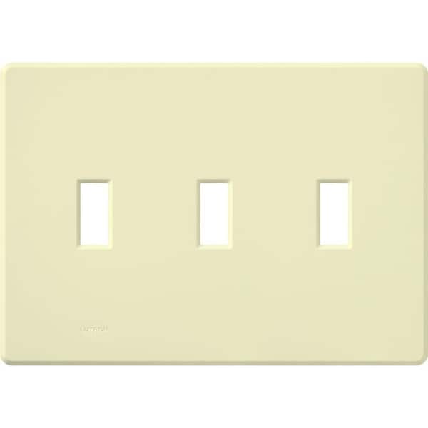 Lutron Fassada 3 Gang Toggle Switch Cover Plate for Dimmers and Switches, Almond (FG-3-AL)