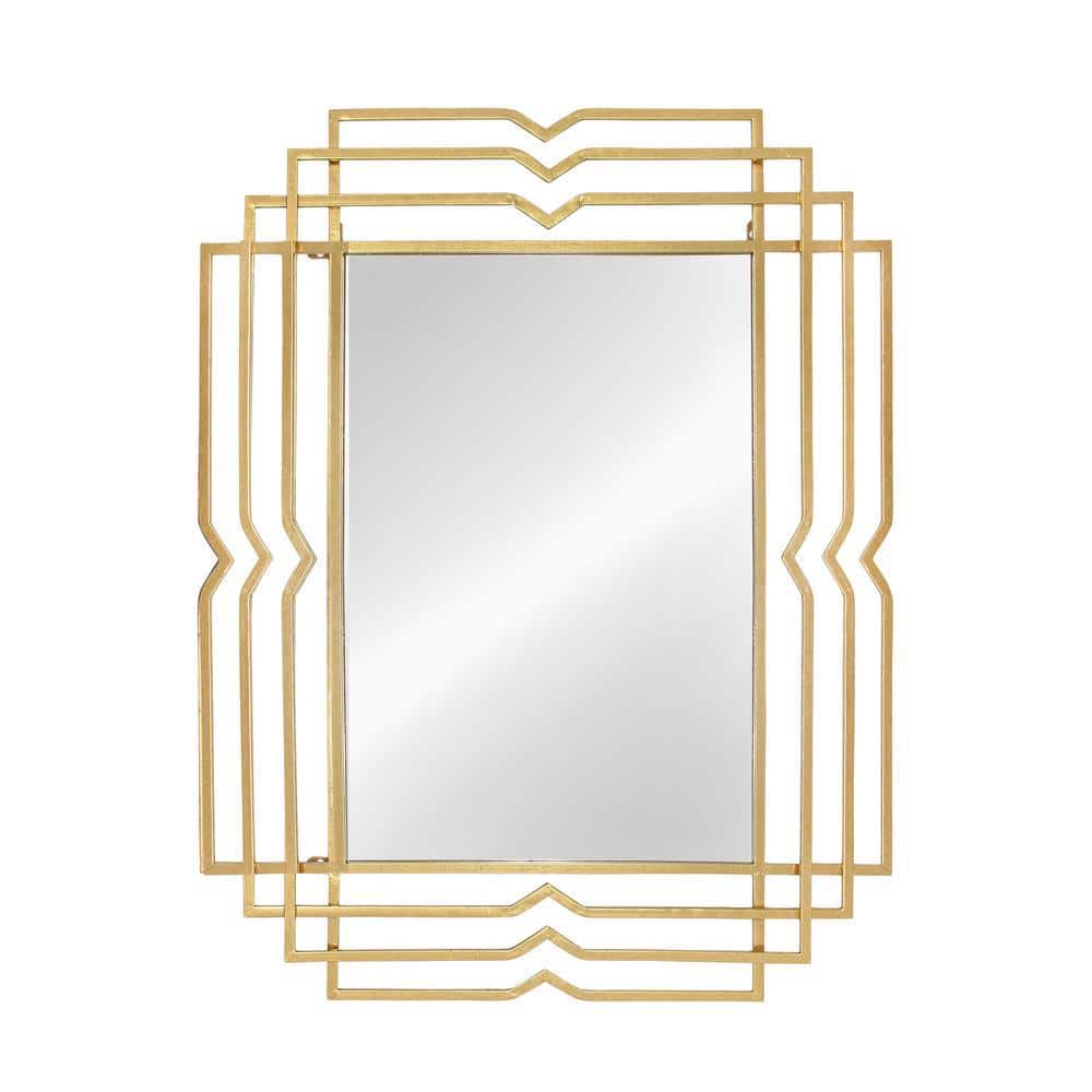 Gold Geometric Iron Rectangular Wall Mirror