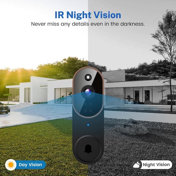 BIBIVIS Brown Wireless Wi-Fi Video Doorbell Camera, AI Motion