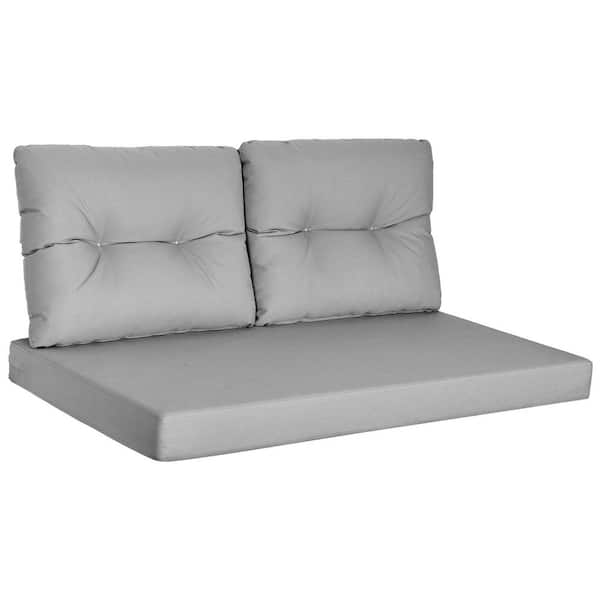 Mximu 48 in. x 24 in. Dark Gray Waterproof and UV-Resistant Olefin Outdoor Loveseat Cushion Set
