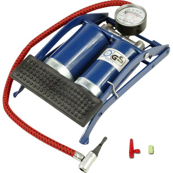 Stalwart Double Cylinder Foot Pump with Gauge