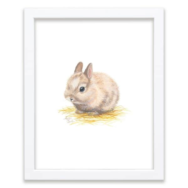 Unbranded Barnyard Littles "Bunny" by Alyssa Lewis Individual White Framed Animal Art Print 24 in. x 18 in.
