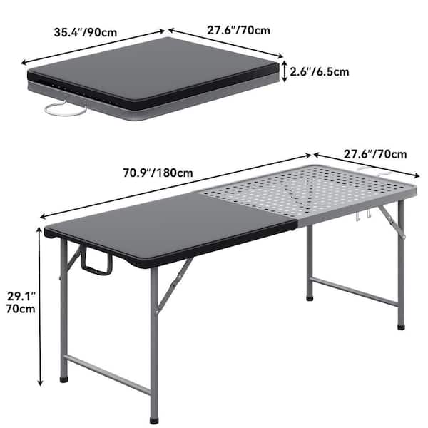 DEXTRUS 6 ft. Metal Portable Folding Grill Table with Mesh Surface