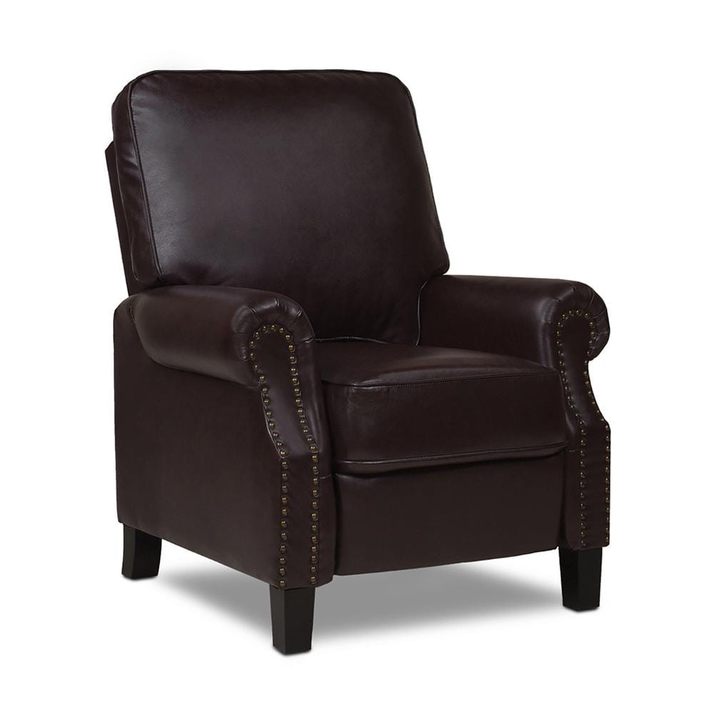 Jennifer Taylor Auden Traditional 34 in. Coffee Brown Bonded Leather Manual Recliner Living Room Accent Chair