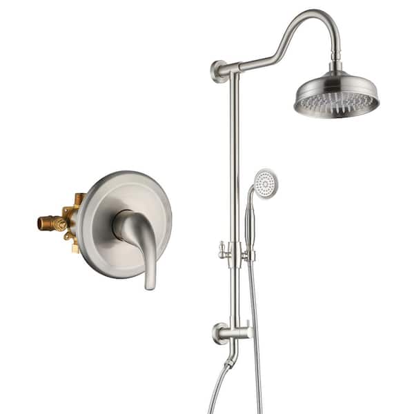 1-Spray 8 in. Wall Mount Showerhead Shower Set in Brushed Nickel 1-Spray 8 in. Wall Mount Showerhead Shower Set in Brushed Nickel