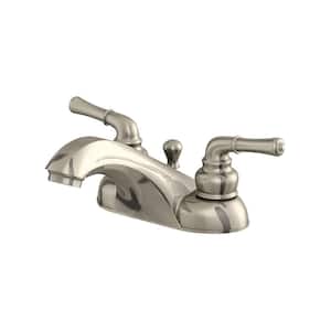 Prestige Collection 4 in. Centerset 2-Handle Bathroom Faucet with 50/50 Pop-Up in Brushed Nickel