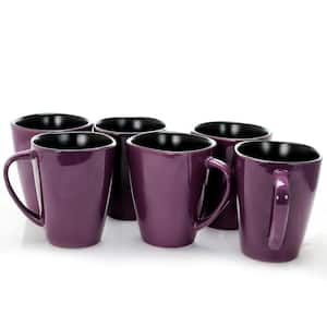 Mulberry 14 oz. Purple Stoneware Mug (Set of 6)