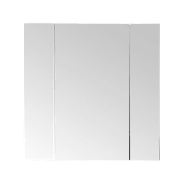 Aquadom Royale 40 in W x 36 in. H Rectangular Tri-View Medicine Cabinet with Mirror Defogger and 3X Removeable Magnifying Mirror