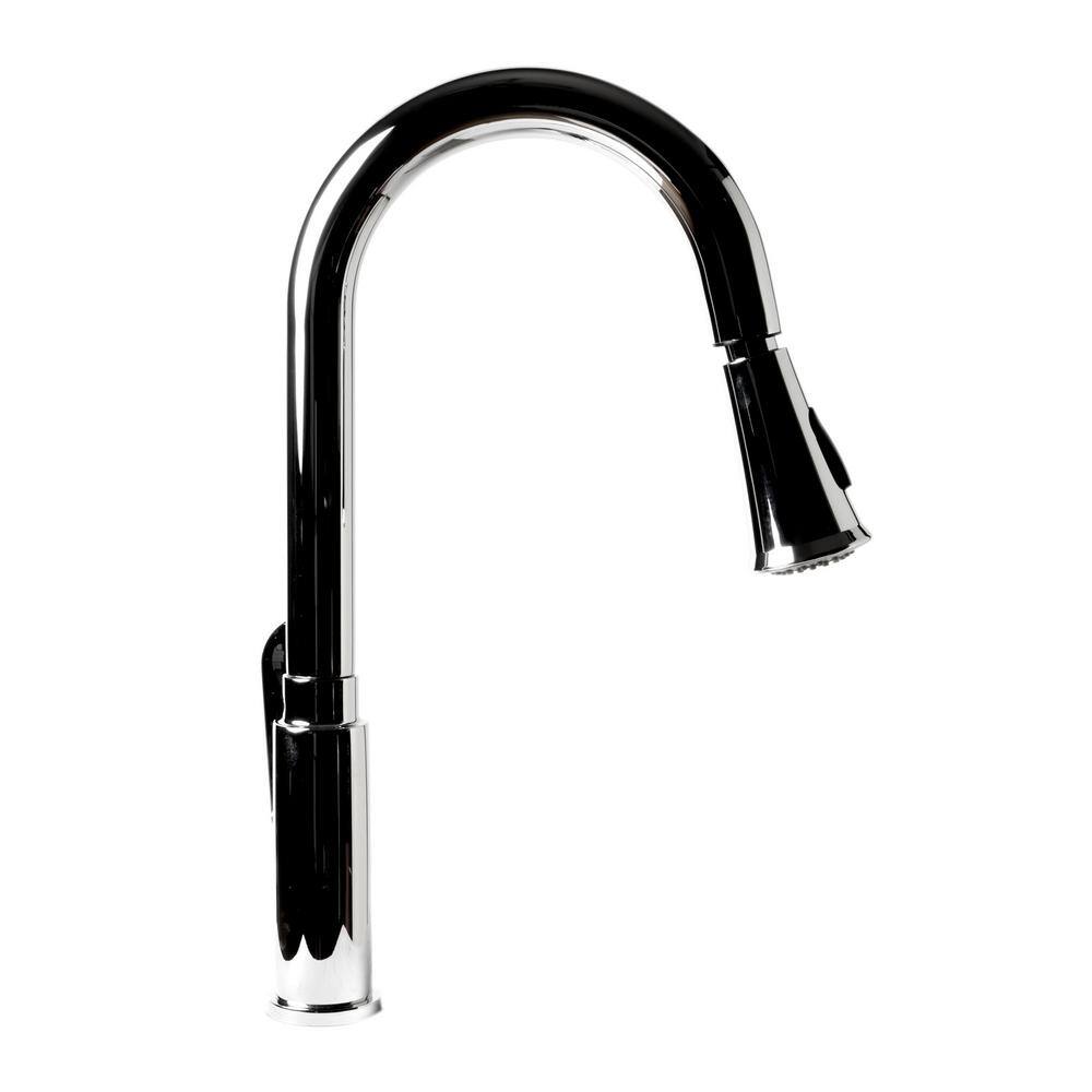 Polished Chrome Gooseneck Pull Down Kitchen Faucet