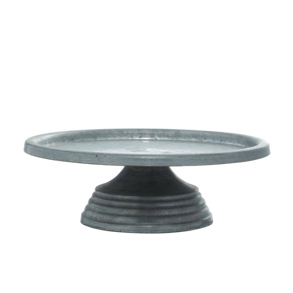 Gray Galvanized Metal Decorative Cake Stand, 14"