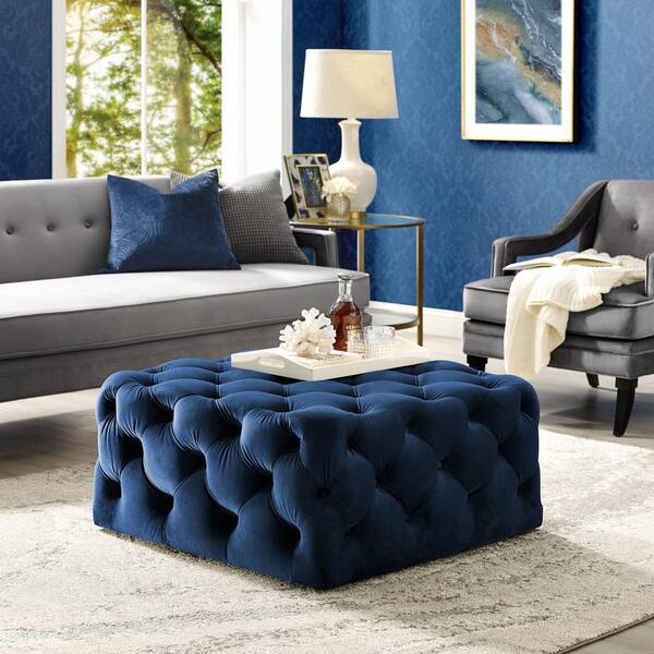 Inspired Home Lester Tail Table, Navy Coffee Table Ottoman