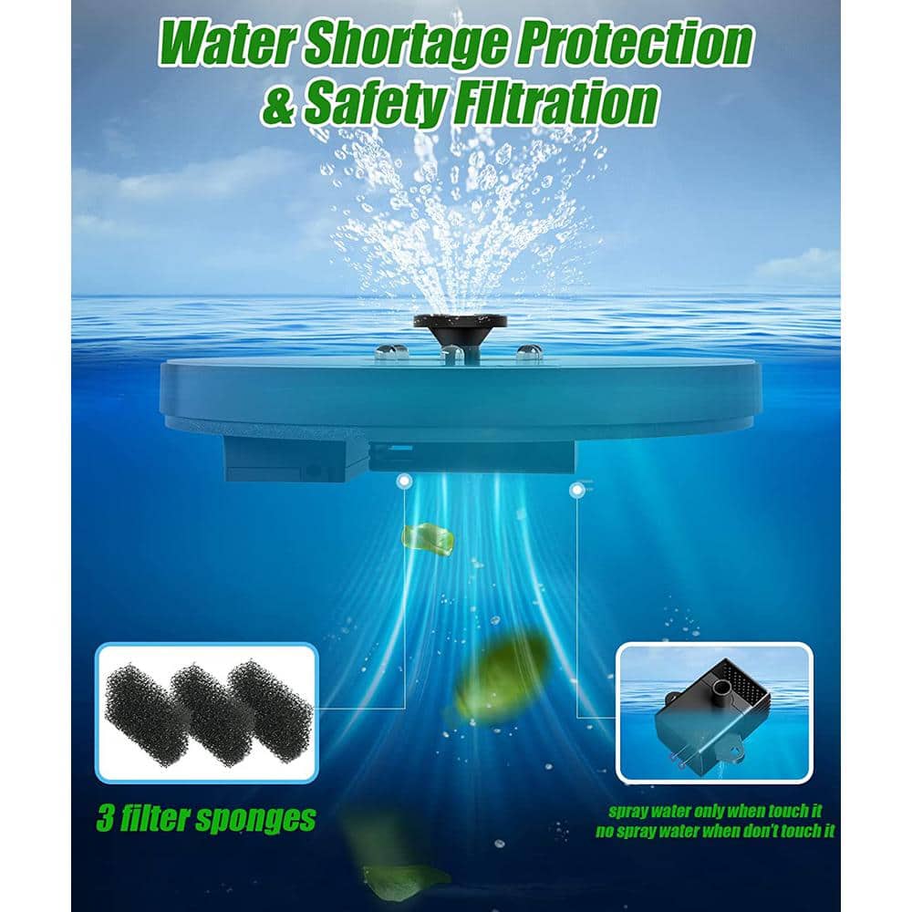 Colorful Glass Solar Powered Floating Water Fountain with LED Lights