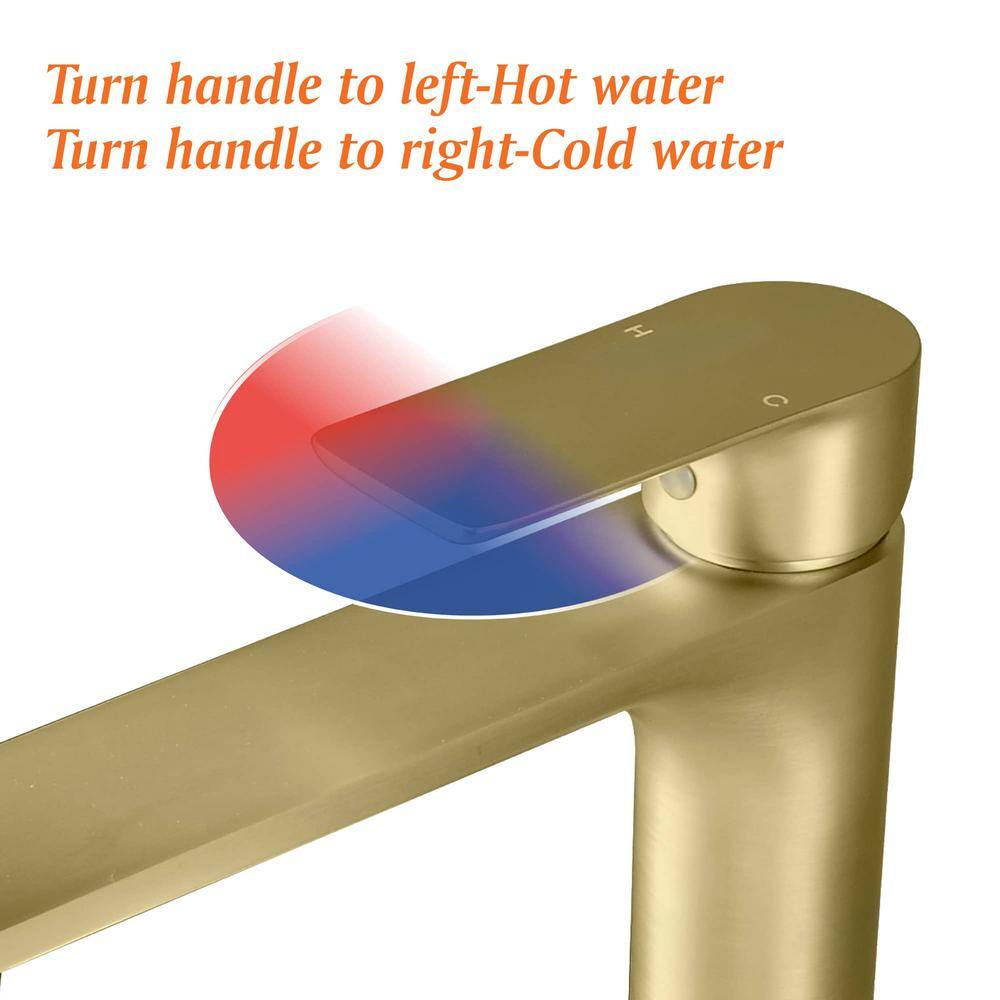 Brushed Gold Single Handle Vessel Sink Faucet