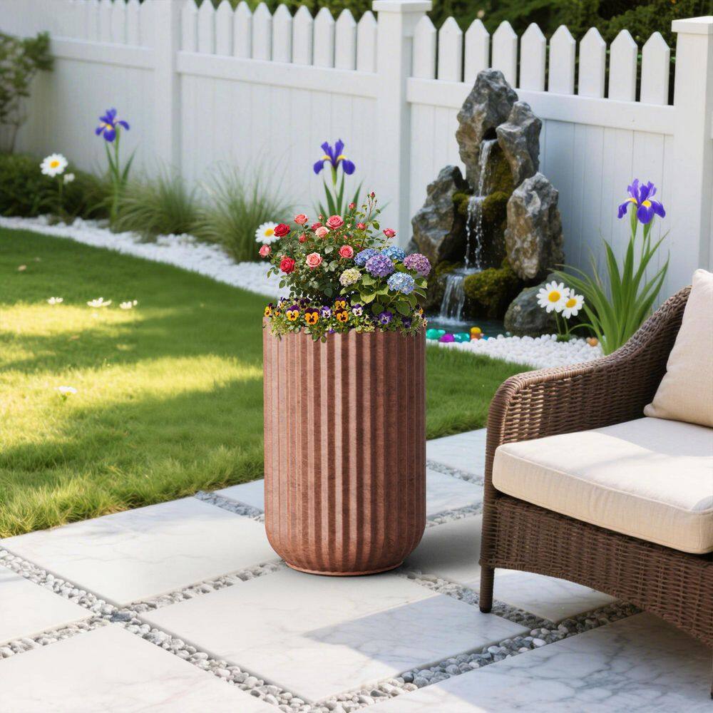 DurX-litecrete 14 in. Large Dark Brown(Upgraded Interior) Concrete Tall ...