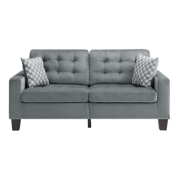 EVERGLADE HOME Boykin 85 in. W Square Arm Microfiber Straight Sofa in Gray