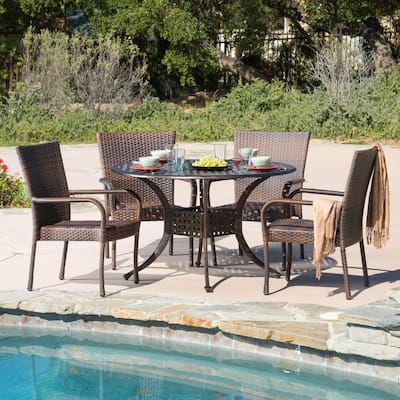 Mixed Brown Patio Dining Sets Furniture The Home Depot - Plastic Bronze Patio Set