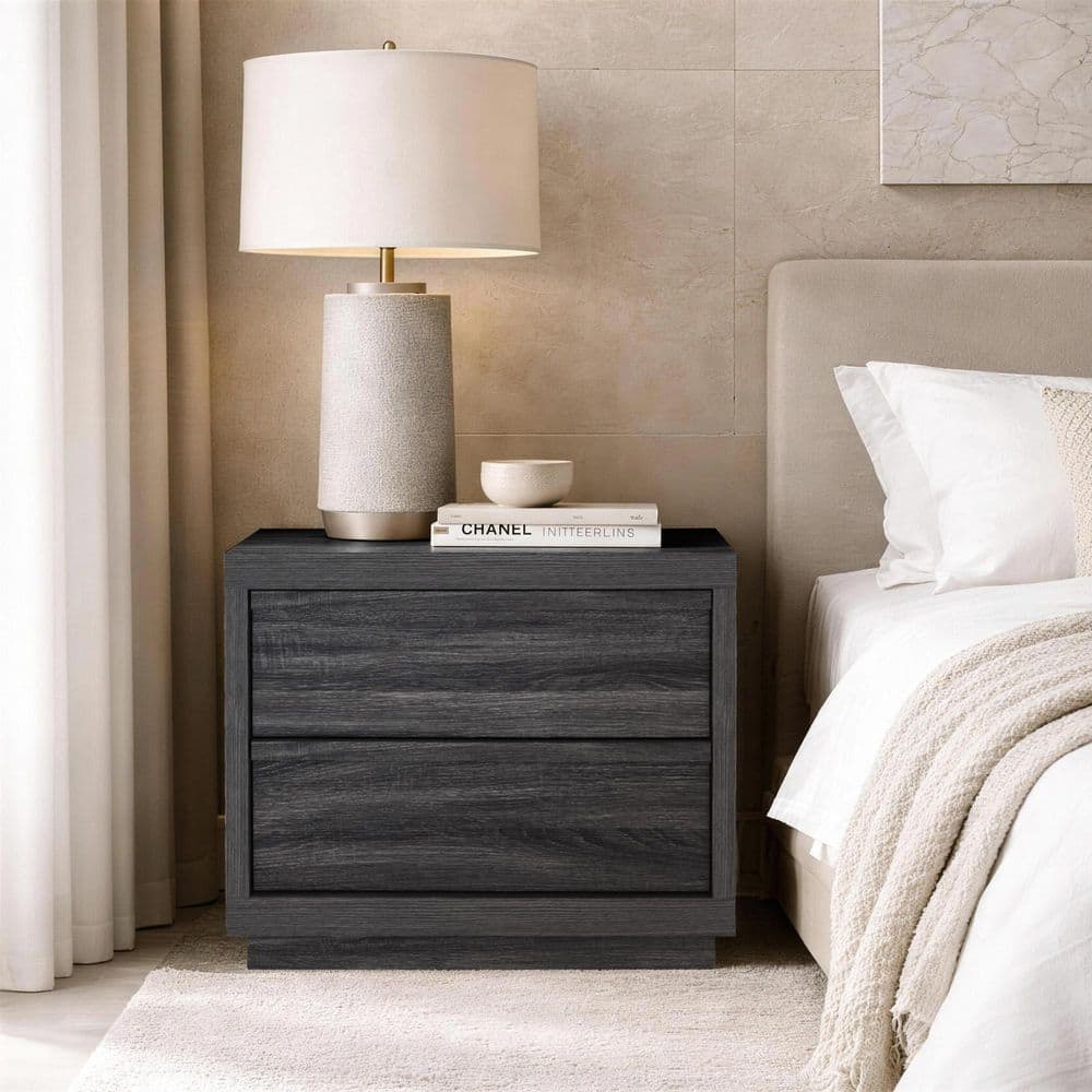 Navis Contemporary Charcoal Gray 2-Drawer 26 in. W Nightstand price history on PriceWatchPro