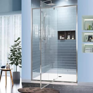 44 in.- 48 in. W x 71 in. H Pivot Swing Semi-Frameless Shower Door in Chrome with Clear SGCC Tempered Glass