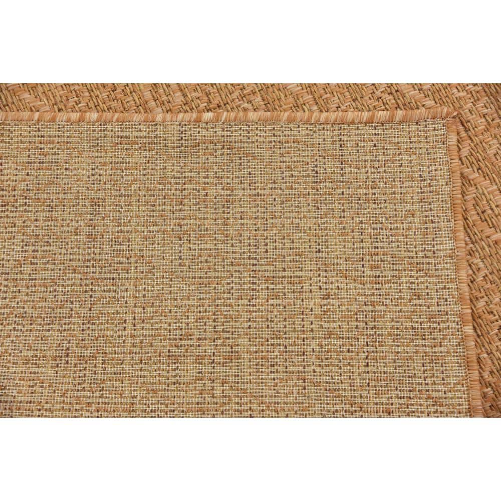 Light Brown Square Outdoor Synthetic Flat Woven Rug