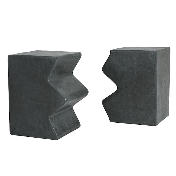 Constance Decorative Outdoor/Indoor 2-Piece Stone Gray Rectangular Concrete MGO Patio Side Table Set