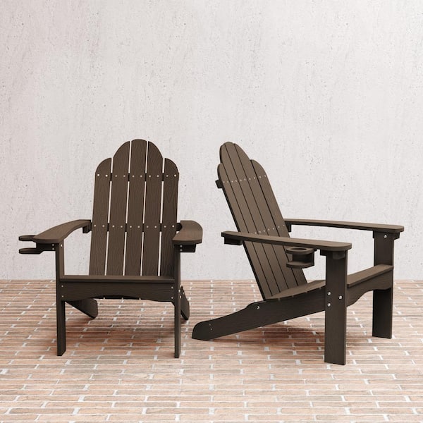 LUE BONA Belinda Coffee Brown Recycled Plastic Ply Weather Resistant Outdoor Patio Adirondack Chair For Outdoor Fire Pit(2-pack)