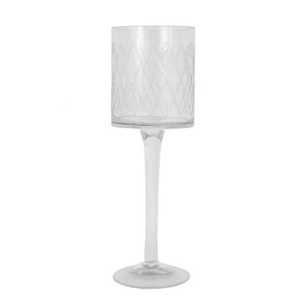 Unbranded 13.5 in. H Cut Glass Clear Candle Holders