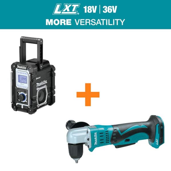Makita 18V LXT Lithium-Ion Cordless Bluetooth Job Site Radio (Tool Only) with 18V LXT Lithium-Ion 3/8 in. Cordless Angle Drill
