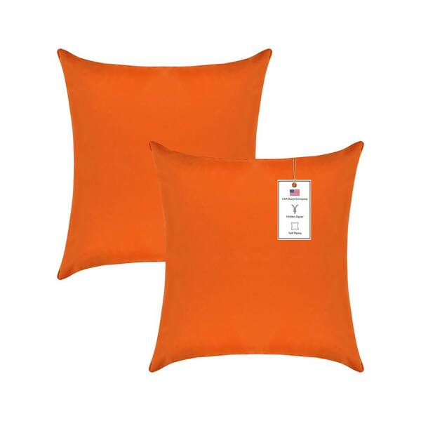A1 Home Collections A1HC Waterproof Burning Orange 18 in. x 18 in. Outdoor Throw Pillow Covers Set of 2