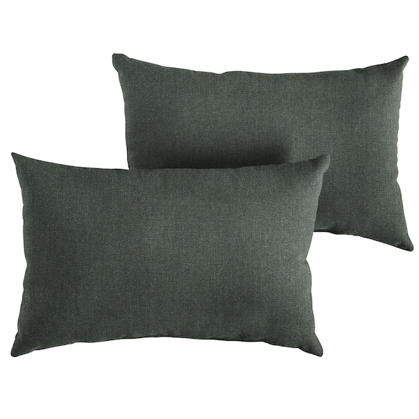 SORRA HOME Sunbrella Cast Ivy Rectangle Indoor/Outdoor Lumbar Pillow (2-Pack)