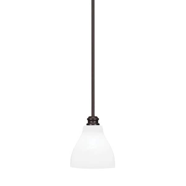 Unbranded Albany 60-Watt 1-Light Espresso Shaded Pendant Light with White Marble Glass Shade, No Bulbs Included