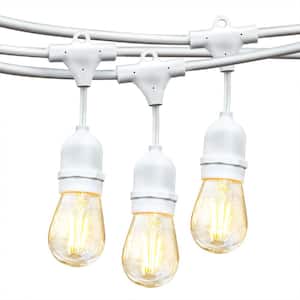 Ambience Pro White 15-Light 48 ft. Outdoor Plug-in 2W 2700k LED S14 Hanging Edison Bulb String-Light